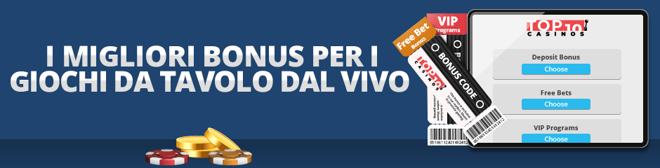 giochi di casinò live bonus